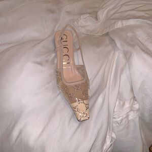 Gucci GG slingback pumps with rhinestones; Like New